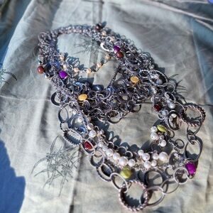 Necklace bundle lot of silver jewelry necklaces funky chunky layered stack